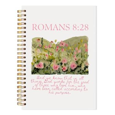 Imagem de LADOCK Caderno cristão floral aquarela, romanos 8:28, diário de versículo bíblico, presentes religiosos cristãos para mulheres, diário de oração para mulheres, caderno de notas da igreja, 14 x 21 cm