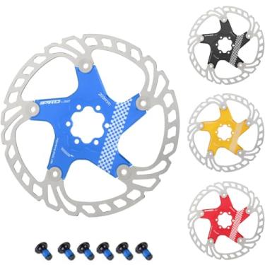 Imagem de CYSKY Rotor de freio a disco de bicicleta flutuante 6 parafusos 140 mm 160 mm 180 mm 203 mm rotores de freio de aço inoxidável usinado CNC para Ebike Road Bike MTB BMX Gravel Bike (azul, 203 mm)