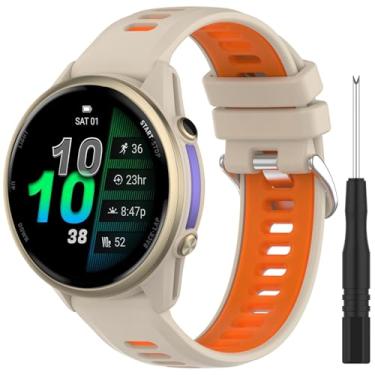 Imagem de Pulseira de relógio Garmin Forerunner 965, pulseiras de silicone de 22 mm para Garmin Forerunner 970/965 Solar/955/955 Solar/945/935/745/Approach S62/S60 (laranja areia)