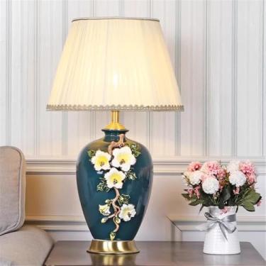 Imagem de Luminária de mesa contemporânea de luxo em cerâmica com LED, estilo retrô americano, perfeita para decoração de sala de estar, quarto, escritório, casa de campo ou hotel (Estilo 14)