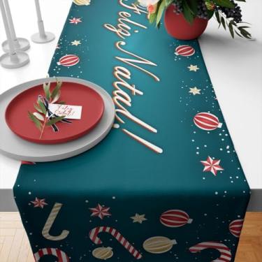 Imagem de Caminho de Mesa Natal, Caminho de Mesa Trilho Toalha Natal 4 Ou 6 Lugares, 1,35x0,40, Retrô(TME-16510)