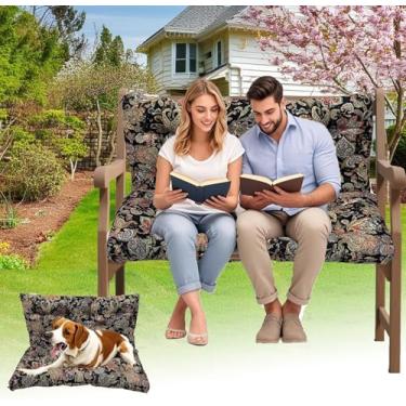 Imagem de Almofadas de balanço à prova d'água para ambientes externos - Capas de assento de pátio resistentes a UV para jardim/deck/varanda, substituição durável para balanços de banco e cadeira (azul 3,6 x
