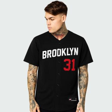 Imagem de Camiseta Oversized Brooklyn 31 Estilo Streetwear Baseball Premiun Unissex Poliéster Preta-Unissex