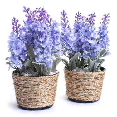 Imagem de Lavanda Artificial Decorativa Vaso De Planta de Sisal Arranjo De Mesa(Lilás)