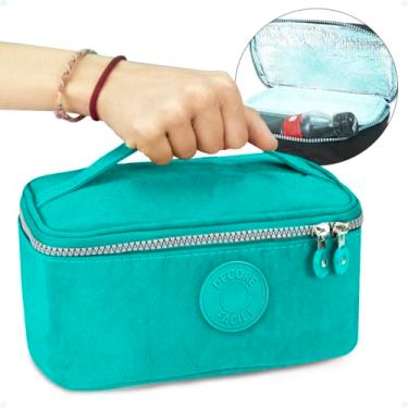 Imagem de Bolsa Termica Marmita Feminina Masculina Fitness Pequena Marmiteira Lancheira Infantil Adulto 2,2L Para Lanches Garrafinha Camping Praia Viagem Academia Freezer Passeio Escola (Verde)