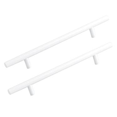 Imagem de ZDJZMGZ 2 puxadores brancos de cozinha puxadores de alumínio sólido puxadores de porta de armário puxadores de gaveta de armário, para móveis de quarto, cômoda, distância do orifício 352 mm