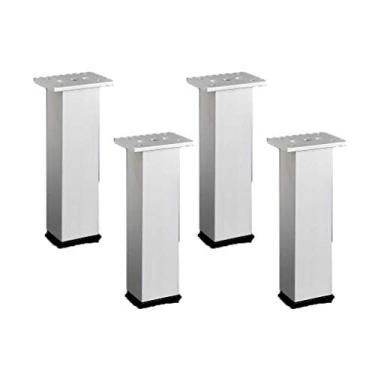 Imagem de ZJYWMM Pernas de móveis pernas de mesa de metal adiustáveis pés quadrados para móveis de liga de alumínio peças de substituição para móveis sofá mesa pernas armários de cama elevadores 4 peças (15 cm)