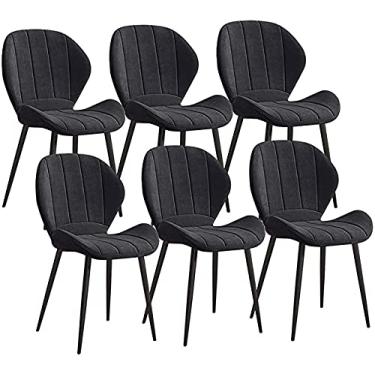 Imagem de Cadeiras de cozinha para sala de jantar, cadeiras de cozinha, conjunto de 6 cadeiras de jantar de veludo, pernas de metal, cadeiras de cozinha retrô para cozinha, restaurante, cadeiras de recepção de