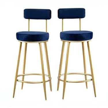 Imagem de Conjunto de 2 cadeiras de café da manhã para cozinha, poltrona, poltrona, veludo, estofadas, com encosto e pernas de metal para barbearia, pub