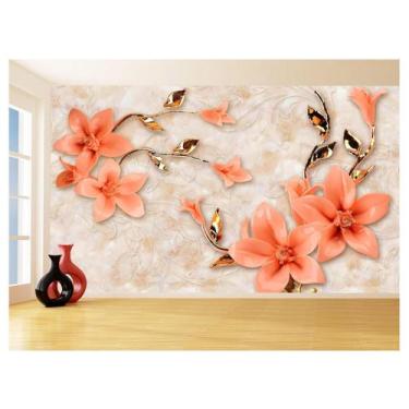 Imagem de Papel De Parede 3D Floral Textura Sala Flores 3,5M Xfl249 - Você Decor