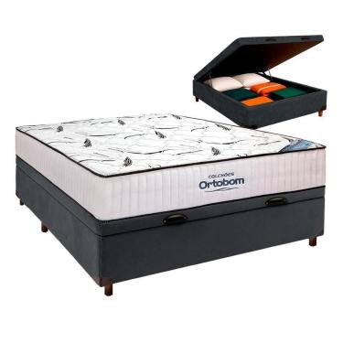 Imagem de Cama Box Bau Perola + Colchão Casal High Foam Ortobom