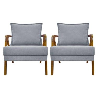Imagem de Kit 2 Poltronas Decorativas Shine Bouclé Premium - Cinza Buclê
