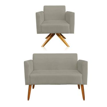 Imagem de 01 Namoradeira E 01 Poltrona Marisa Suede Marrom Rato