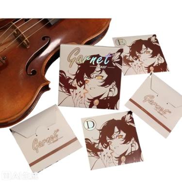 Imagem de Conjunto completo de cordas para violino 4/4 | Núcleo sintético premium de calibre médio, ferida prata D & G, ferida de alumínio A, som rico, sensação suave, brilho aprimorado, potência e projeção