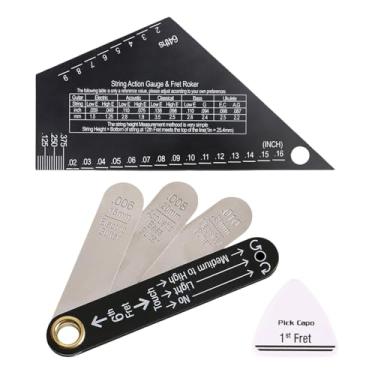 Imagem de menolana Conjunto de 3 peças para medição da altura cordas e do tensor da guitarra, ideal para luthiers e construtores de guitarras elétricas baixos, Style a
