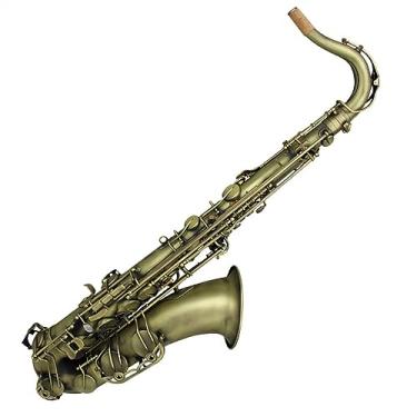 Imagem de Instrumento profissional de saxofone tenor de bronze antigo com gravação à mão com bocal