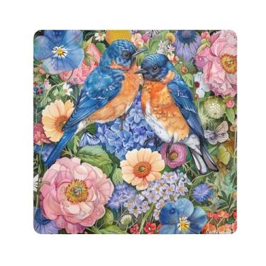 Imagem de SEHANY Saco de maquiagem de pano autoadesivo colorido flores primavera pássaro mágico protetor portátil para lente de câmera envoltório cosmético, bolsa de maquiagem aberta para mulheres, itens