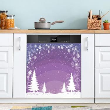 Imagem de ATTX Capa magnética branca para lava-louças para árvores de Natal, 58,4 cm C x 66 cm A, decoração da capa da máquina de lavar louça, decalques de armário doméstico e eletrodomésticos adesivos #360