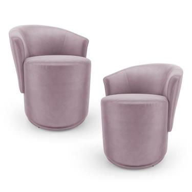 Imagem de Kit 02 Poltronas Orgânicas Living Mavi Fixa Veludo Rosé - Desk Design