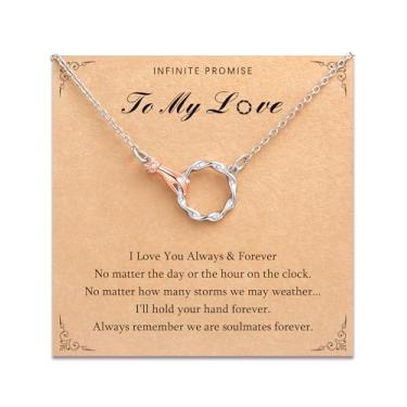 Imagem de LAVEIR Colar significativo para mulheres, colar de anel Mobius, presentes para mãe, filha, melhor amiga, namorada ou esposa, presentes de aniversário e Natal, Banhado a ouro, Sem Pedra Preciosa