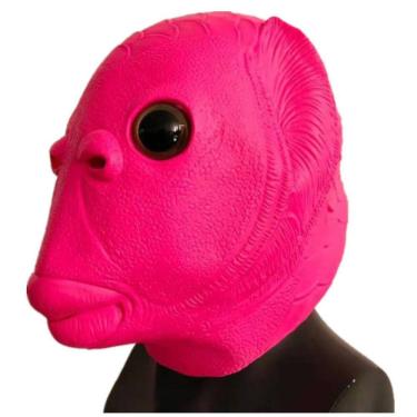 Imagem de Máscara facial completa de látex Cosplay Pink Fish Monster