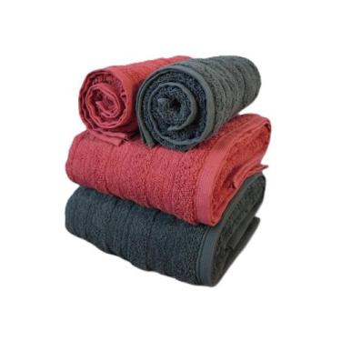 Imagem de Jogo 4 Toalhas de Banho e Rosto Super Grossa Loft Macia 100% Algodão A