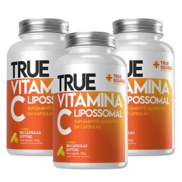 Imagem de 3x True Vitamina C 1000mg Lipossomal True Source 180 Cápsulas, Sem Sab