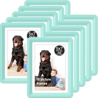 Imagem de vilkok Porta-retrato com tapete de 12 x 17 cm, instalação em 5 segundos sem ferramentas, molduras de design de segurança sem metal, molduras leves vêm em 8 cores para decoração de casa, casamento e