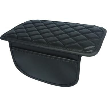 Imagem de Capa de apoio de braço de carro, protetor de console central de couro acolchoado antiderrapante com bolsos laterais de armazenamento (16 cm x 30 cm) – Acessório interior de carro universal para