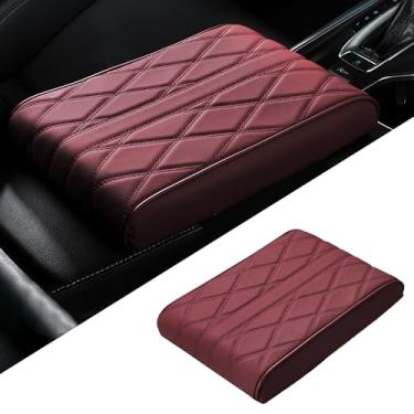 Imagem de Couslcd Capa de console central de carro, almofada de apoio de braço de couro para veículo com 2 sacos de armazenamento laterais, acessórios de almofada de caixa de armazenamento de console central