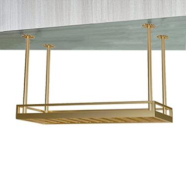 Imagem de Rack de vinho suspenso montado no teto, altura ajustável, prateleira flutuante de bar vintage, suporte de taças de cálice, para cozinha/sala de jantar/sala/bar