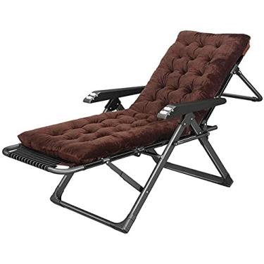 Imagem de LMJYU Cadeira de gravidade zero, cadeira de ar livre com gravidade zero, cadeira de pátio dobrável de metal, relaxante, com almofadas marrons grossas, espreguiçadeira