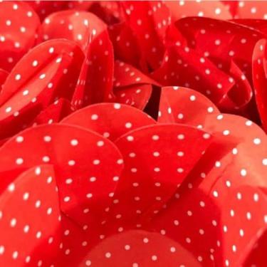 Imagem de Forminhas para Doces Finos - Kit 40/120 Formas Flor Decorativas | Ideal para Casamentos, Festas e Cupcakes (Style - Vermelho Poá,40)