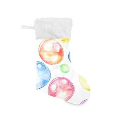 Imagem de xigua Aquarela Colorida Bolhas Meias de Natal Personalizadas Grande Doces Presente Pendurado Meias de Natal Decoração para Festas de Férias em Família Decoração Lareira