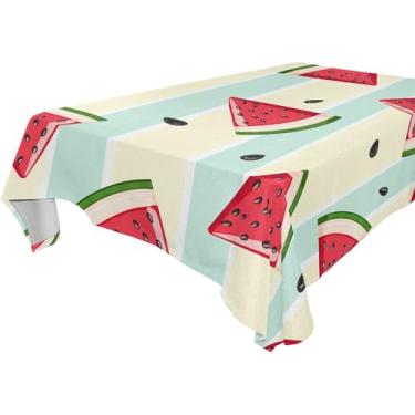 Imagem de Burbuja Toalha de mesa de fatias de melancia, toalha de mesa retangular, anti-rugas, grossa para decoração de jantar, cozinha, festa, 152 x 274 cm