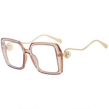 Imagem de Óculos de Sol Feminino e Masculino Oversized com Armação Metálica Gradiente e Proteção UV400 para Esportes ao Ar Livre, Corrida e Ciclismo, Cor Champagne Transparente