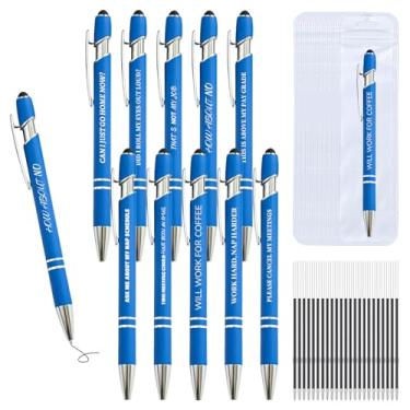 Imagem de 30 canetas sarcásticas engraçadas - conjunto de 10 canetas esferográficas com refis e bolsas, caneta divertida com frases sarcásticas, ponta Stylus - caneta desmotivacional para adultos, colegas de