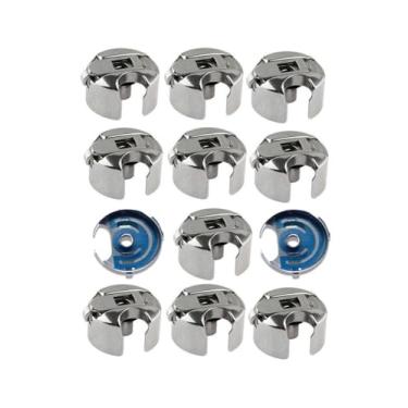 Imagem de Kit 12 Caixas de Bobina BC-DB1 NYBC com Mola Interna para Máquina de Costura Reta Industrial | Metal Resistente Compatível com Juki, Singer, Brother, Jack