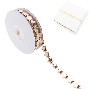 Imagem de Vignor Rolo de fita estrela, tecido, renda, costura, corda, acabamento para embrulho de presente, acessórios para mães, suprimentos para decorações de Natal, artesanato DIY (22 jardas, ouro rosa)