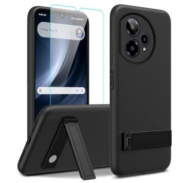 Imagem de Nijiadi Capa de celular compatível com Cricket iCon Plus 2026/Att Verge 2 com protetor de tela, [3 formas de suporte] Capa protetora de silicone TPU para Cricket iCon Plus 2026 - preta