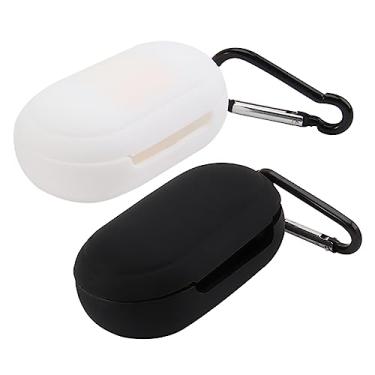 Imagem de NUOBESTY 2 peças de capa de silicone compatível com Galaxy Buds Plus protetor portátil preto branco resistente a impactos arranhões fácil de limpar corte preciso para carregamento