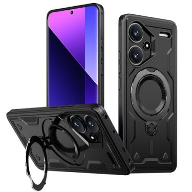 Imagem de COTDINFOR Capa magnética para Xiaomi Redmi Note 13 Pro+ Plus 5G com suporte proteção contra quedas militar à prova de choque durável TPU + PC fina capa de telefone para Redmi Note 13 Pro Plus 5G preta
