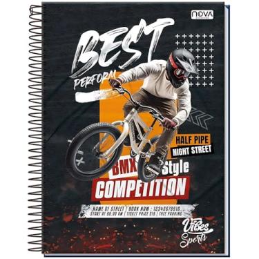 Imagem de Caderno Universitário 160 Folhas Espiral 10 Matérias Capa Dura Sports/Futebol/Natação/Bike/Esportes – Anotações, Escola, Faculdade e Escritório (Linha Premium). (Bike)
