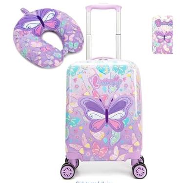 Imagem de Inprof Malas infantis com rodas giratórias, malas de mão para meninas, conjuntos de 2 peças, mala infantil de 41 cm para crianças, zihudie, Medium