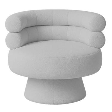 Imagem de Poltrona Orgânica Mabel Base Giratória Bouclé Cinza Claro - Nexta Casa