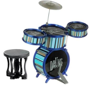 Imagem de Bateria Musical Infantil Jazz Drum Rock Brinquedo Com Banco - STORE SH