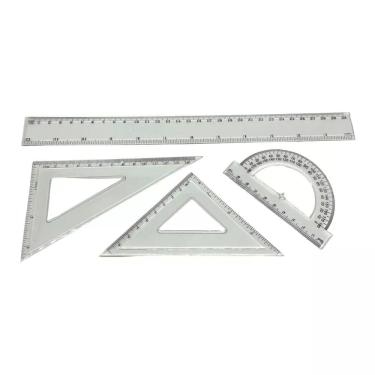 Imagem de Conjunto 4 Réguas para Desenho Escolar 30 cm Transparente