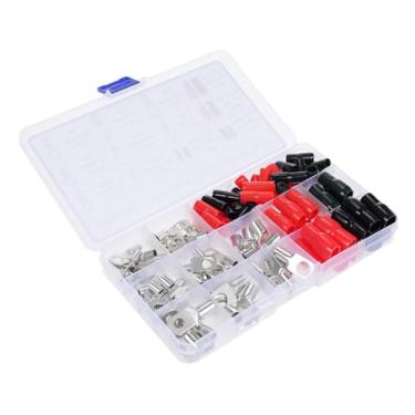 Imagem de CIADAZ Kit de terminais de anel de cobre 120PCS, conectores de fio, conectores de terminal, terminais de fio de cobre para 4 6 8 10 AWG, terminais de anel com tubo termorretrátil