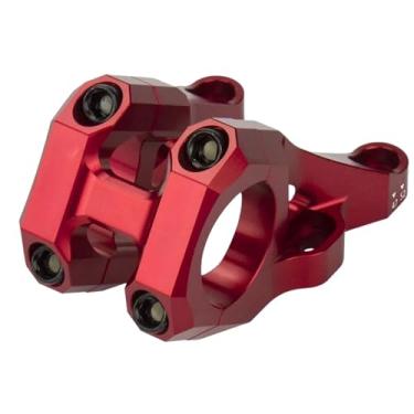 Imagem de Compatível com guidão de bicicleta DH/AM/FR MTB, fabricado em liga de alumínio CNC para downhill, com montagem direta de 31,8 mm, ideal para ciclismo BMX e ultraleve.(Red)