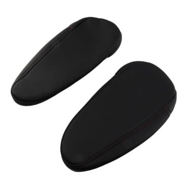 Imagem de Modengzhe Capa de apoio de braço para carro, capa de descanso de braço universal de couro preto capa de substituição para descanso de braço de carro protetores de apoio de braço de assento automotivo